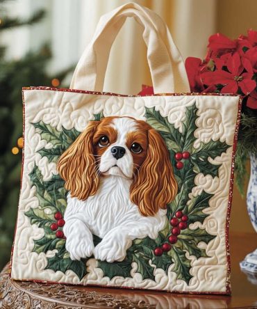 Festive Spaniel Quilted Tote Bag