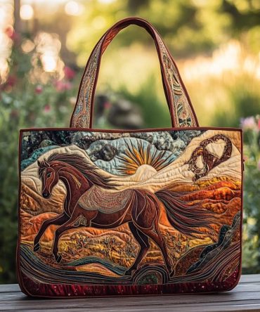 Fire Horse Quilted Tote Bag