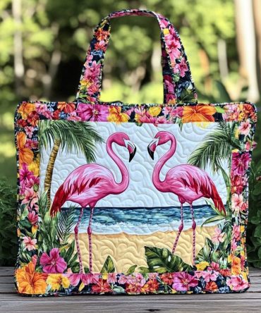 Flamingo Dreams Quilted Tote Bag