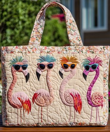 Flamingo Groove Quilted Tote Bag