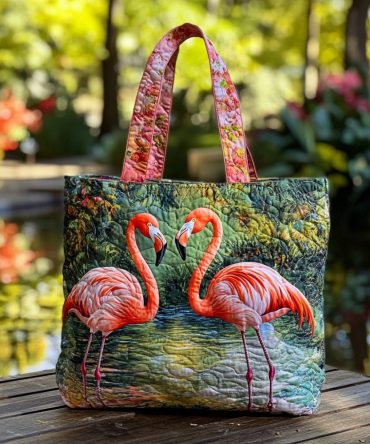 Flamingo Smile Quilted Tote Bag
