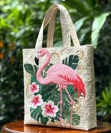 Flamingo Twist Quilted Tote Bag