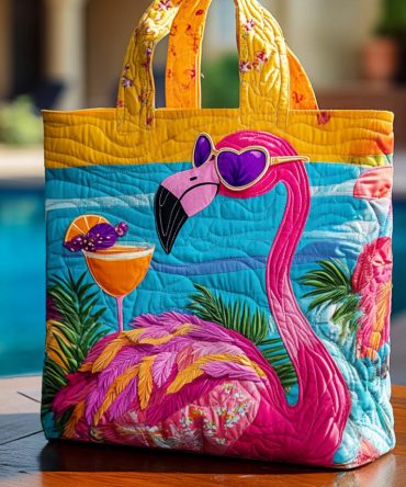 Flamingo Vibe Quilted Tote Bag