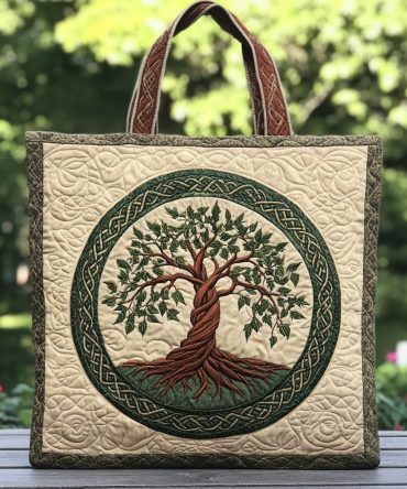 Forest Bloom Quilted Tote Bag