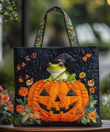 Frog Forest Quilted Tote Bag