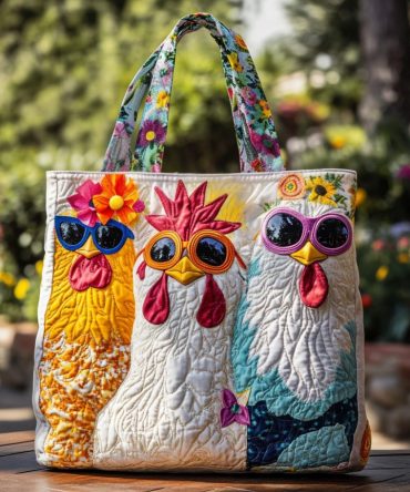 Funky Flock Quilted Tote Bag