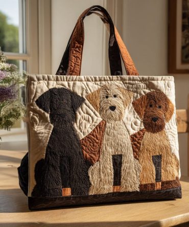 Furry Guardian Quilted Tote Bag