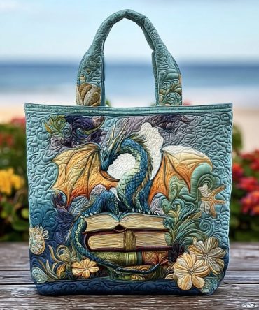 Garden Dragon Quilted Tote Bag