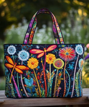 Garden Dragonfly Quilted Tote Bag