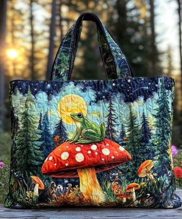Garden Frog Quilted Tote Bag