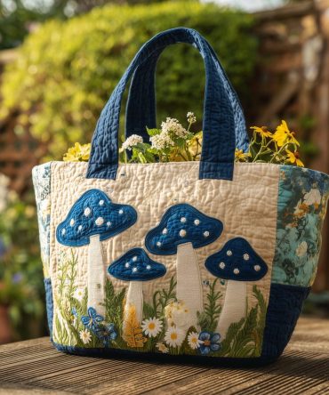 Garden Fungi Quilted Tote Bag