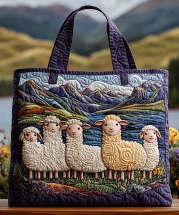 Garden Sheep Quilted Tote Bag