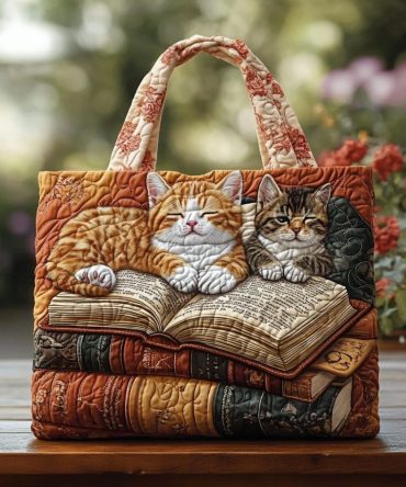 Gentle Cat Quilted Tote Bag