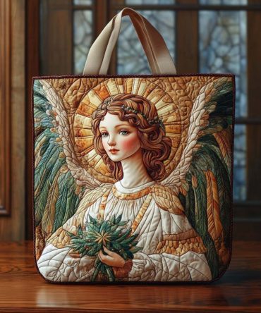 Golden Angel Dawn Quilted Tote Bag