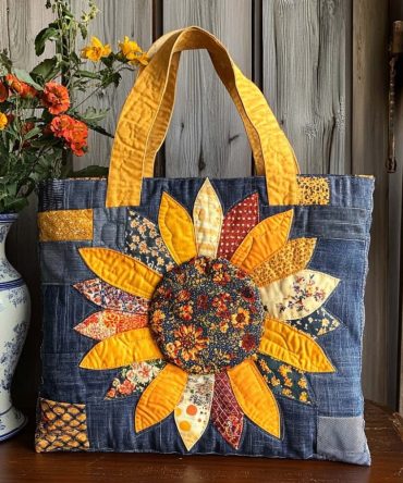 Golden Bliss Quilted Tote Bag