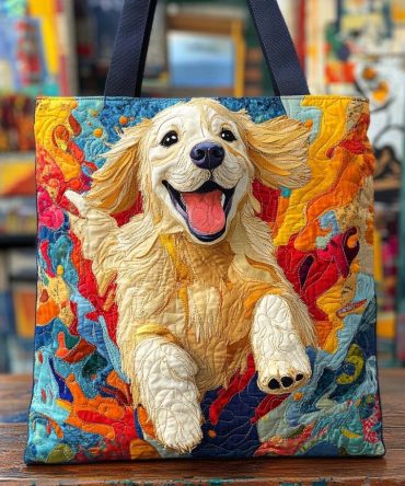 Golden Burst Of Joy Quilted Tote Bag