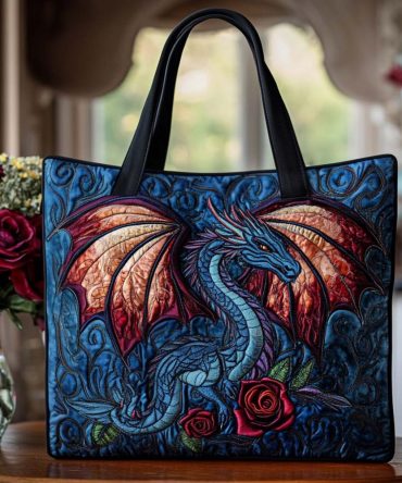 Golden Dragon Charm Quilted Tote Bag