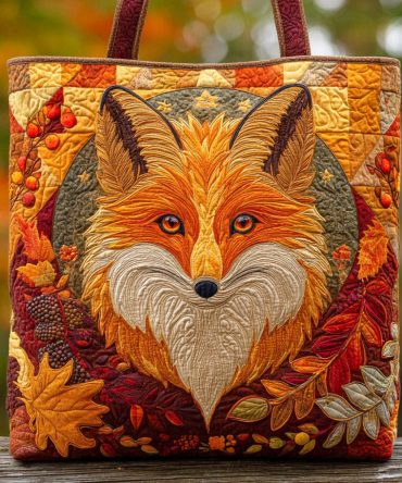 Golden Fox Quilted Tote Bag