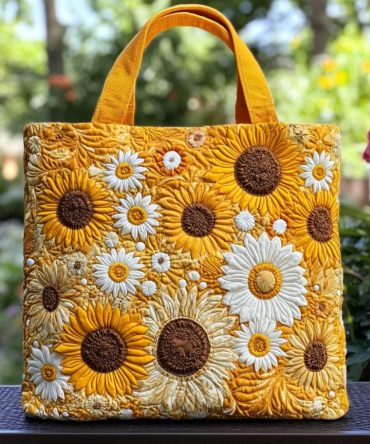Golden Garden Quilted Tote Bag