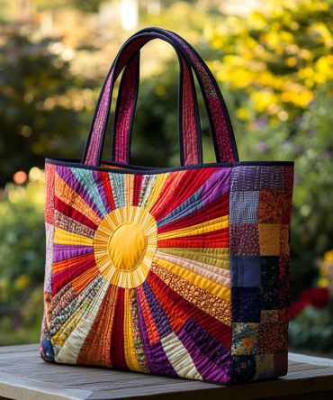 Golden Glow Quilted Tote Bag