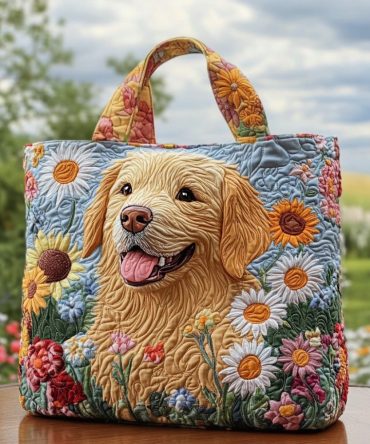 Golden Glow Quilted Tote Bag