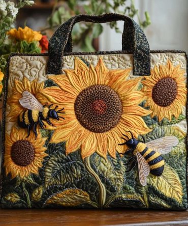 Golden Hive Quilted Tote Bag