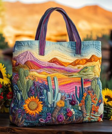 Golden Horizon Quilted Tote Bag
