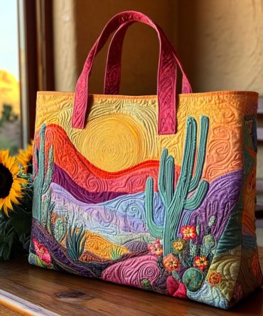 Golden Horizon Quilted Tote Bag
