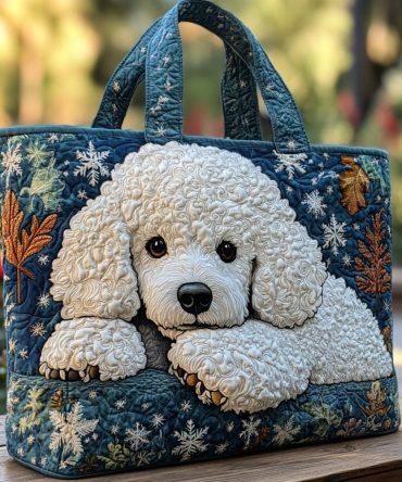 Golden Poodle Quilted Tote Bag