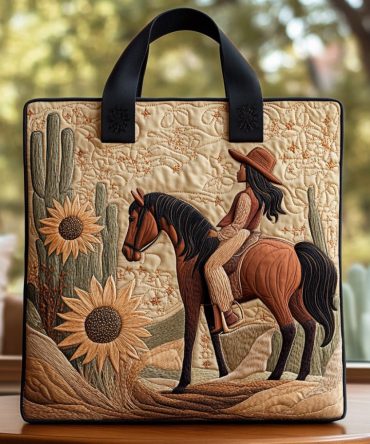 Golden Reins Quilted Tote Bag