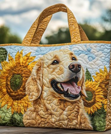 Golden Retriever Bliss Quilted Tote Bag