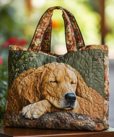 Golden Retriever Joy Quilted Tote Bag