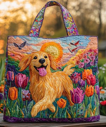 Golden Retriever Spirit Quilted Tote Bag