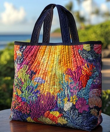 Golden Rise Quilted Tote Bag