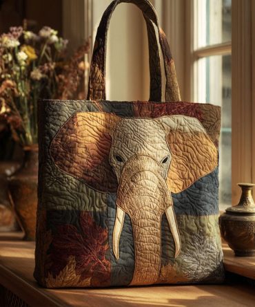 Guardian Elephant Quilted Tote Bag