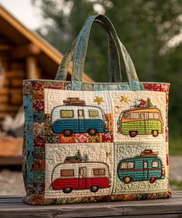 Happy Camp Days Quilted Tote Bag