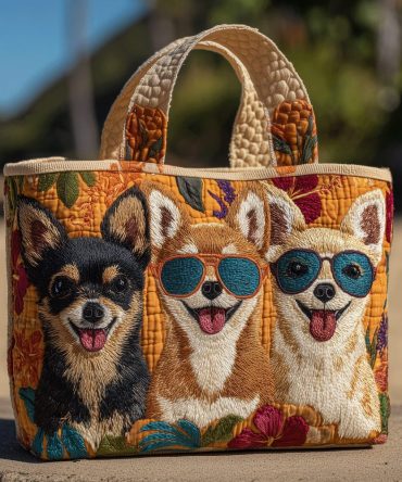 Happy Chihuahua Quilted Tote Bag