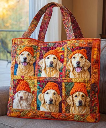 Happy Fall Faces Quilted Tote Bag