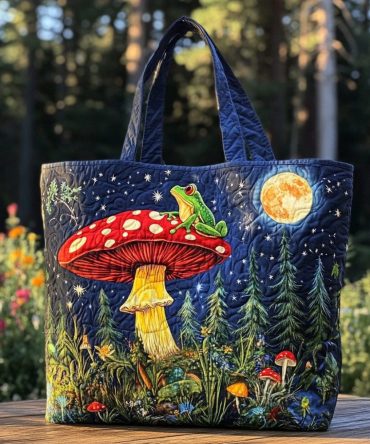 Happy Frog Quilted Tote Bag