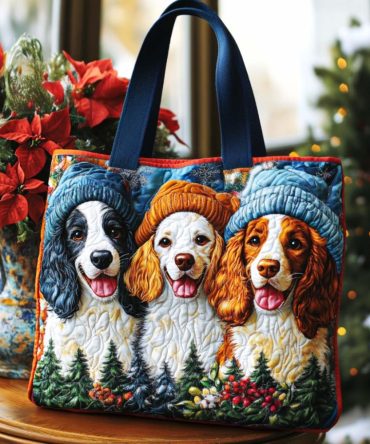 Happy Spaniels Quilted Tote Bag