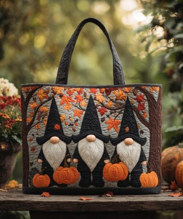 Harvest Gnome Quilted Tote Bag