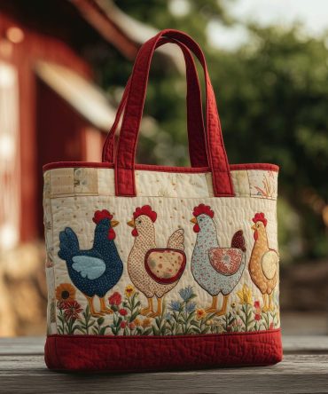 Henhouse Harmony Quilted Tote Bag