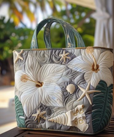 Hibiscus Haze Quilted Tote Bag