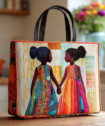 Holding Hands Quilted Tote Bag