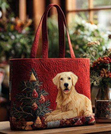 Holly Golden Quilted Tote Bag