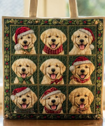 Holly Golden Retriever Quilted Tote Bag