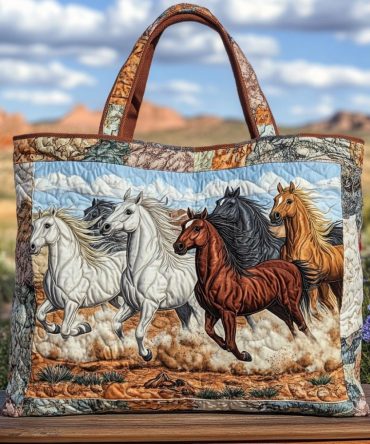 Horse Freedom Quilted Tote Bag
