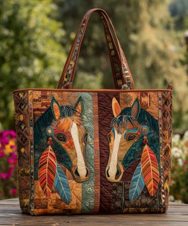 Horse Journey Quilted Tote Bag