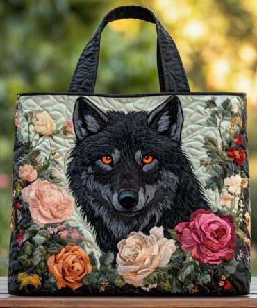 Howling Wolf Quilted Tote Bag