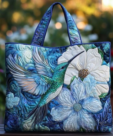 Hummingbird Beauty Quilted Tote Bag